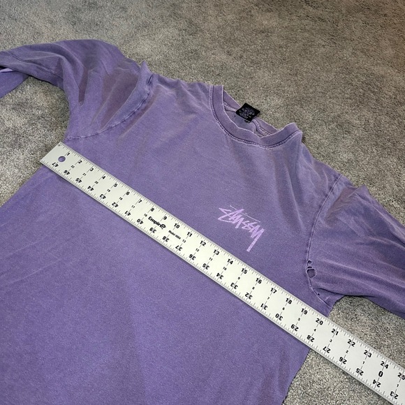 Stussy Medusa T-Shirt Men Medium Purple Long Sleeve Distressed Faded Streetwear - Picture 13 of 16